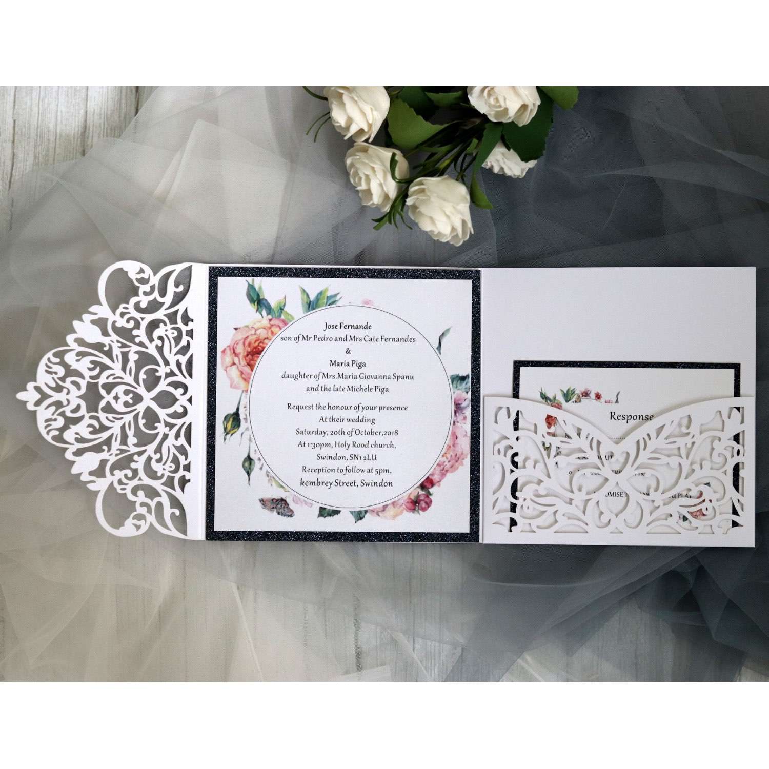 White Square Invitation Card New Wedding Card Laser Cut Paper